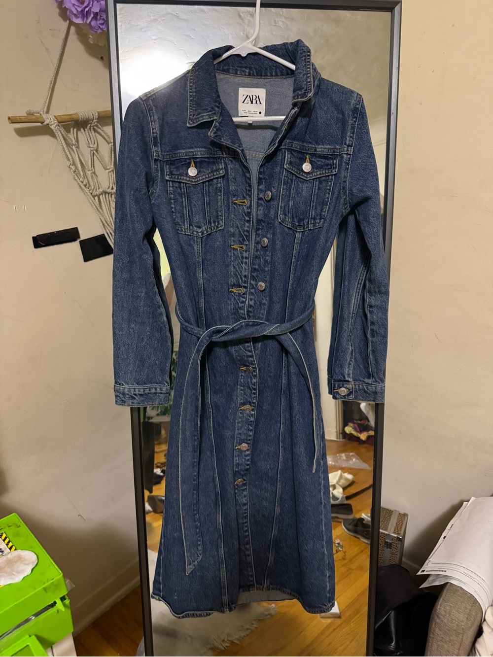 ZARA Light Blue Denim Midi Dress